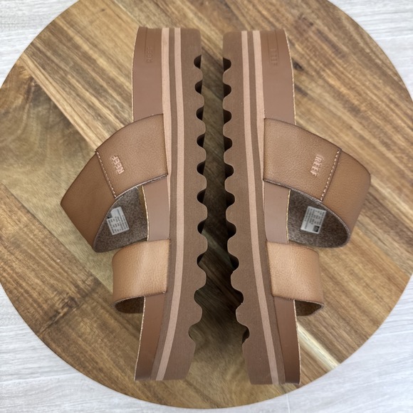 REEF WOMEN'S CUSHION VISTA HI PLATFORM LUG SLIDES SOLE SIZE 8 ESPRESSO DUO EUC - Picture 7 of 10
